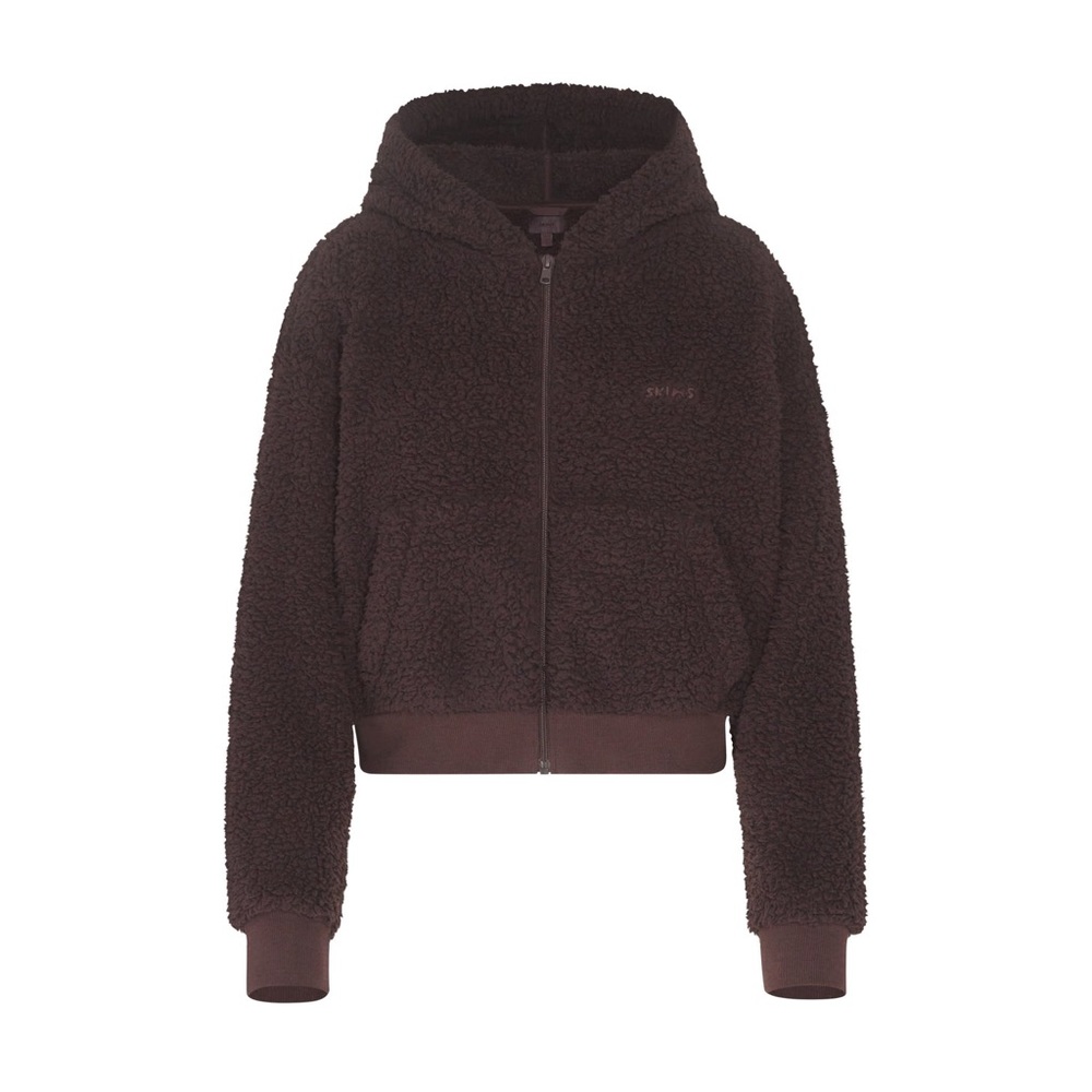 Skims Teddy zip up hoodie in espresso